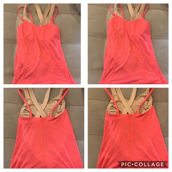 Neon Pink with tan bra lululemon tank size 2 - Picture 6 of 6
